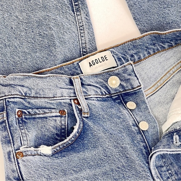 High Rise Button Fly Distressed Straight Jeans - Picture 8 of 16